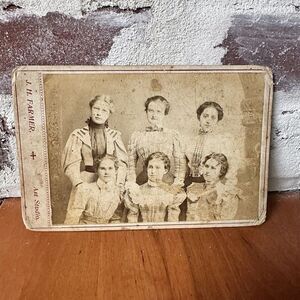 Vtg Women's Club Sisters Cabinet Card‎ Group Photo 1800 Victorian Era Identified
